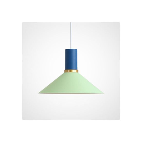Bowl/Cone/Funnel Metal Hanging Ceiling Light Minimalist 1 Light Blue/Pink/Yellow Pendant Lamp