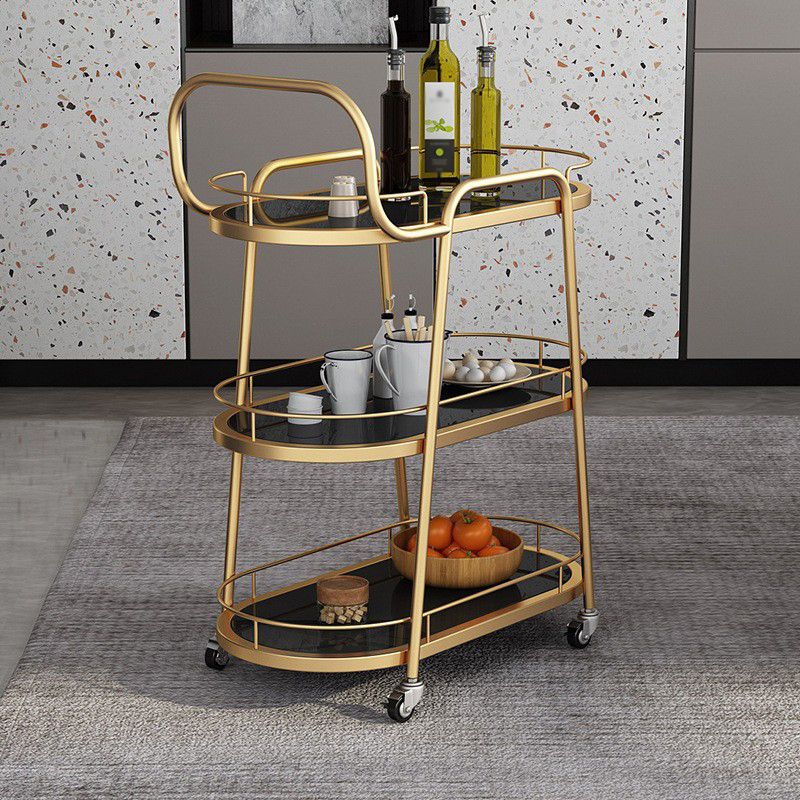 32.28" High Rolling Contemporary Stone Prep Table Wooden Prep Table
