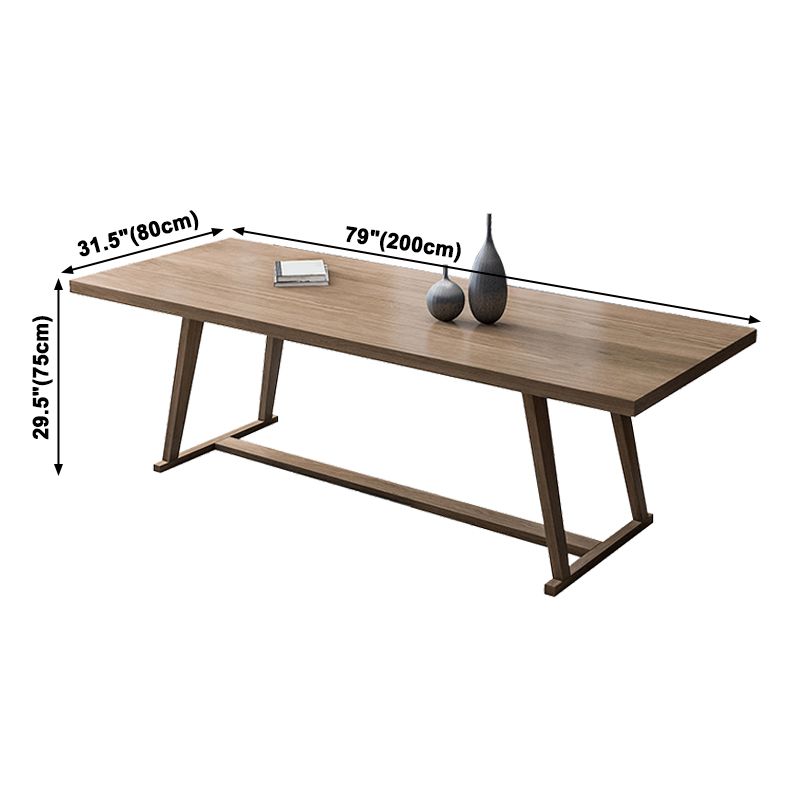 Solid Wood Industrial Rectangular Dining Table Solid Wood Top Table with Trestle