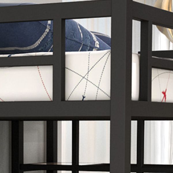 High Loft Bed with Stairway Modern Metallic Beds in Black & White