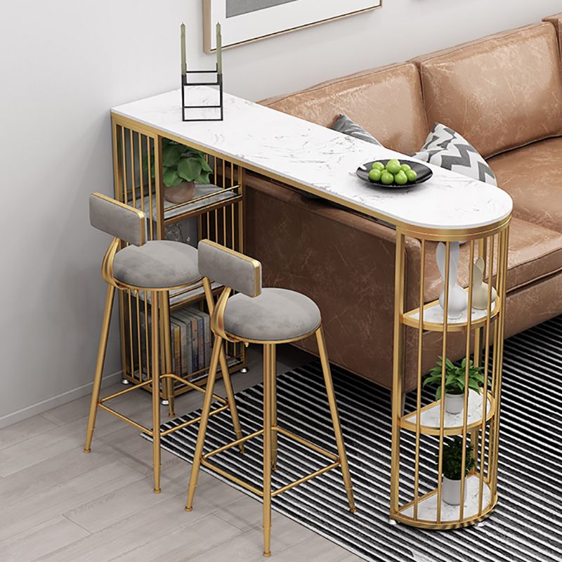 Tavolo da bar per pub in marmo in finto glam tavolo da pranzo a doppio piedistallo in ferro con 6 scaffali