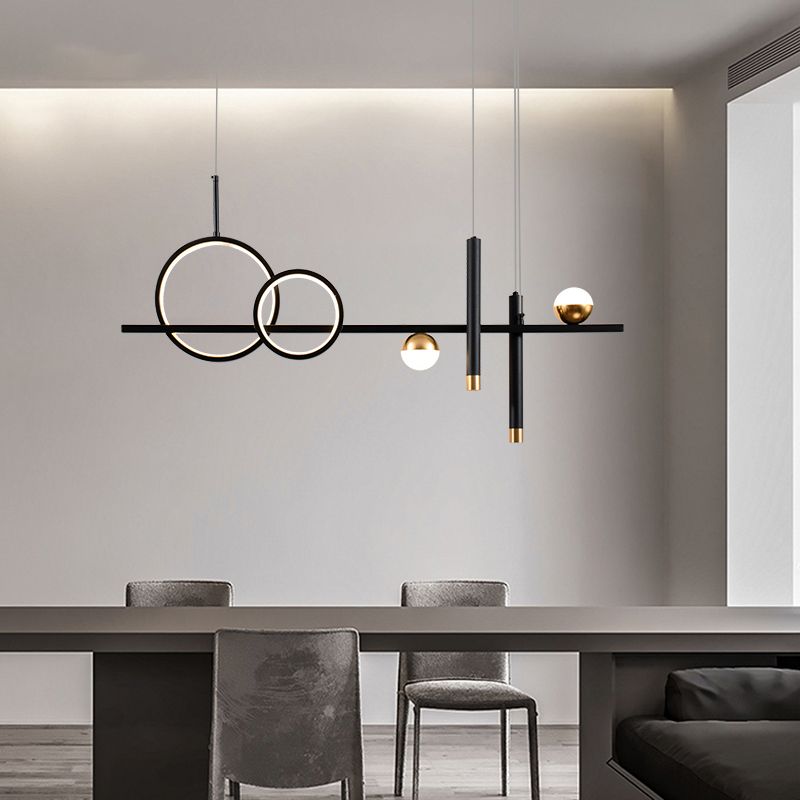 Linear LED Island Lighting in Contemporary Metal 6-Light Pendant Lights for Kitchen