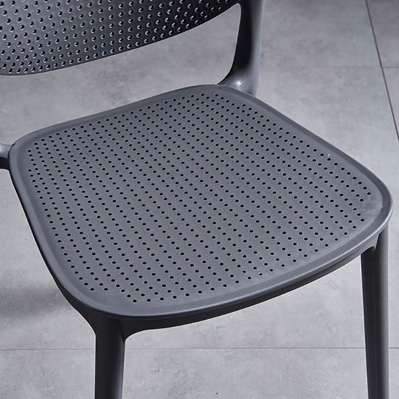 Silla lateral de comedor de cocina escandinava de plástico, silla con respaldo abierto