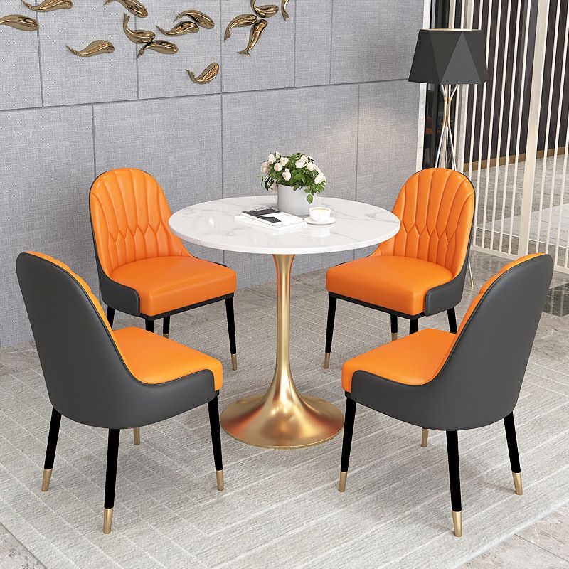 Metal Traditional Luxury Round Dining Table Sintered Stone Table with Tulip Base