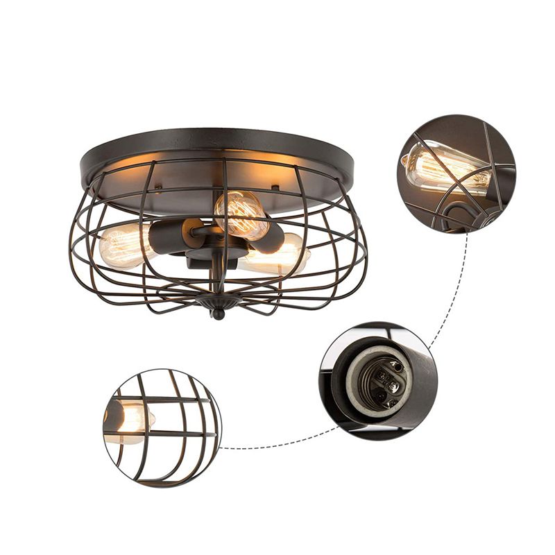 Flush Mount Ceiling Light Industrial Ceiling Mounted Fixture for Living Room