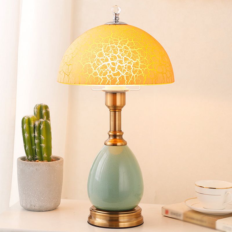 1-Light Bedroom Table Lamp Modern Style Glass Dome Shade Nightstand Light