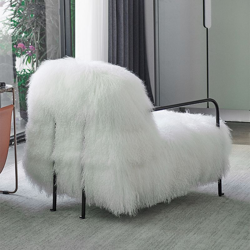 Contemporary 29.52 " Height White Wool Arm Chair for Bedroom