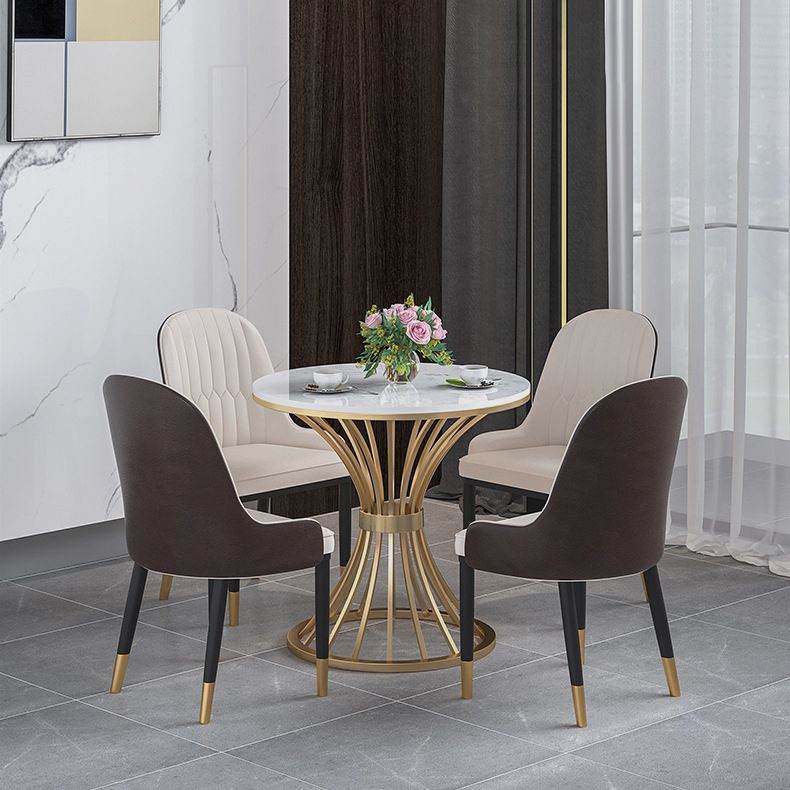 Glam Sintered Stone Dining Room Set Standard Height with Gold Base Dining Furniture