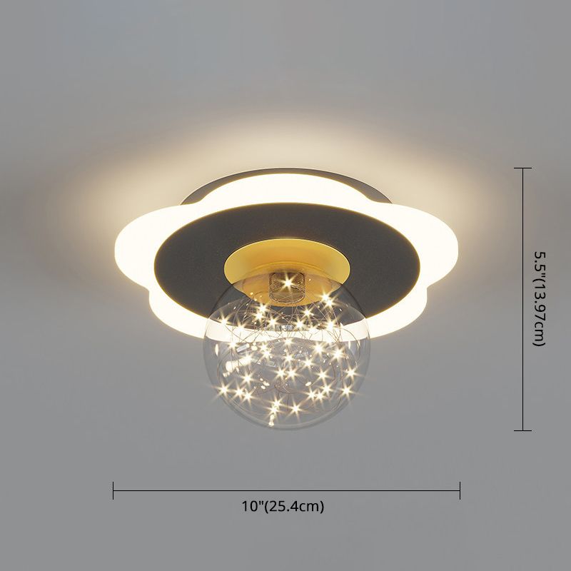 Clear Glass Globe Flush Mount Light LED Light Creative Bedroom Lighting Fixture