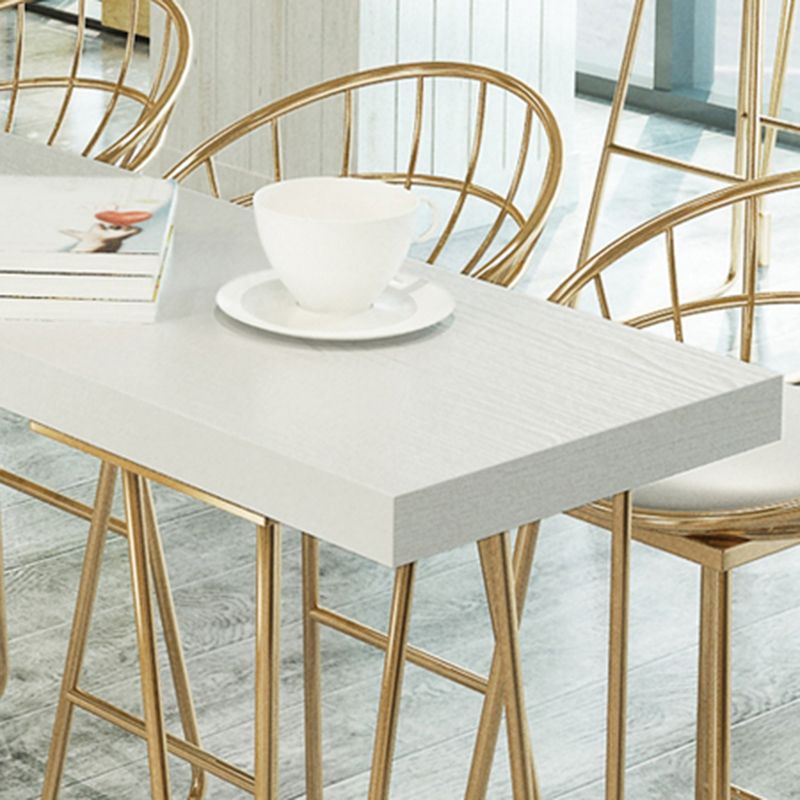 Rectangle Gold Legs Counter Set 1/2/5/9 Pieces Wood Glam Indoor Pub Table Set