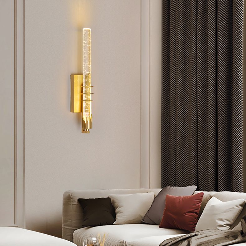Modern Cylinder Crystal Wall Light Fixture 1-Light LED Sconce Light for Living Room