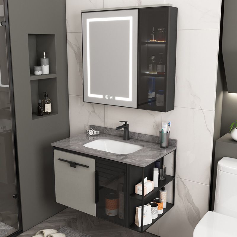 Contemporary Square Sink Cabinet Mirror Cabinet Bathroom Wall Mount Vanity Cabinet