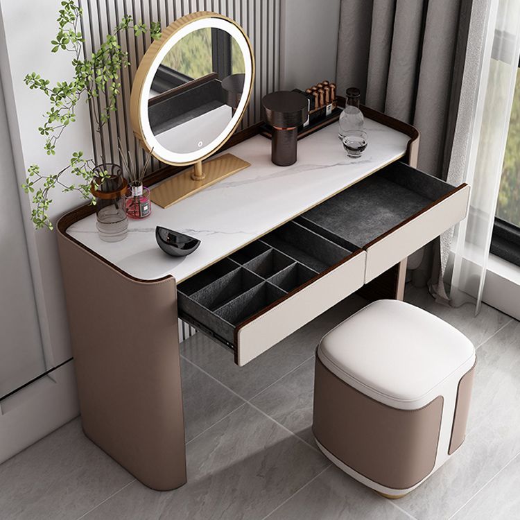 Contemporary 30.7" Height Slate Top Table Makeup Vanity with Drawers