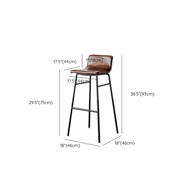 Modern Armless Counter Stool Iron Cafe Bar Stool with Seat and Pedal