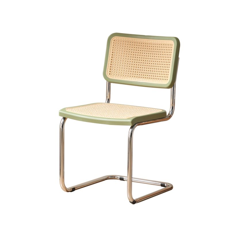 Contemporary Style Open Back Plastic Metal Base Dining Side Chair for Home