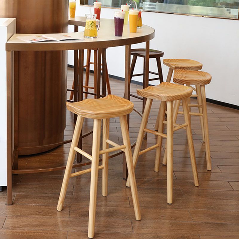 Industrial Armless Backless Counter Stool Wood Bar Stool with Pedal for Cafe