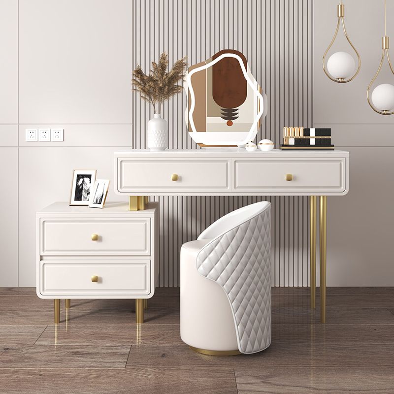 30.7" High 4 Drawers Makeup Vanity Desk Wood and Metal Vanity