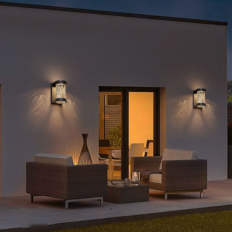 Simple Wall Sconce Cylinder Outdoor Wall Light Fixture with Glass