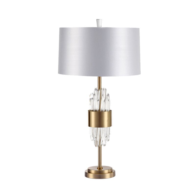 1 Glühbirnen Esszimmer Schreibtisch Lampe Modernes weißes Tischlicht mit zylindrischem Stofffarbe