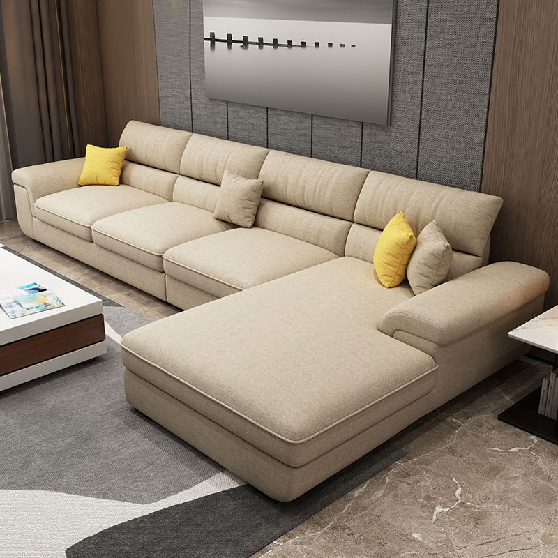 Modern Reversible Chaise Sofa with Pillows Flared Arm Sectionals for Living Room
