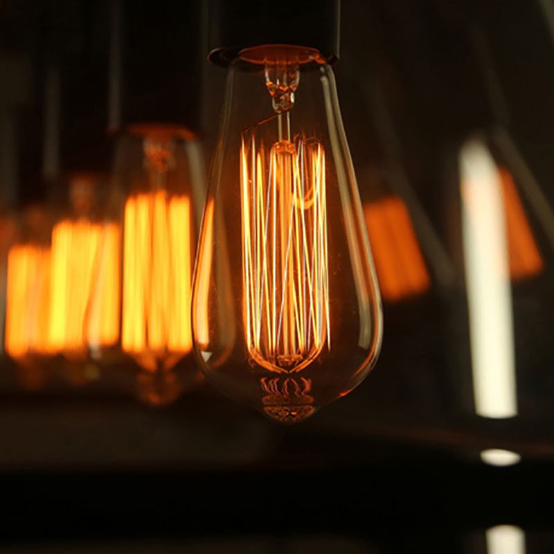 Industrial Style Island Pendant Glass 4 Light Island Light in Black for Restaurant