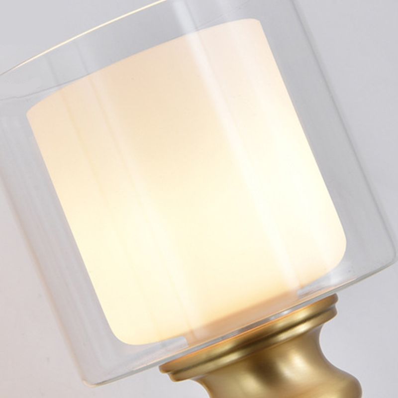 Modern 1 - Light Armed Wall Lighting Solid Brass and Cylinder Glass Shade Wall Sconce