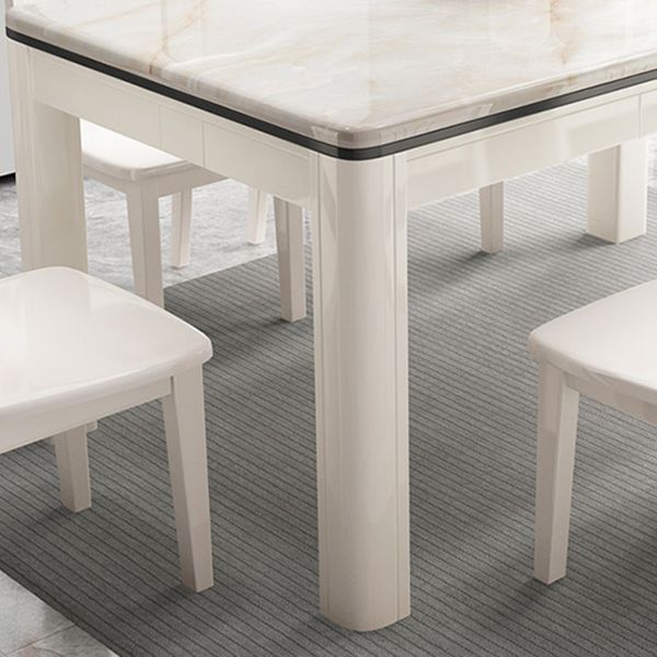 Mid-Century Home Marble Dining Table Rectangle Shape Table with 4 Legs Base