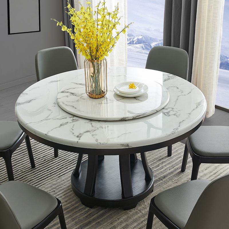 Mesa redonda del sitio de comedor sencille muebles de mármol con base de pedestal