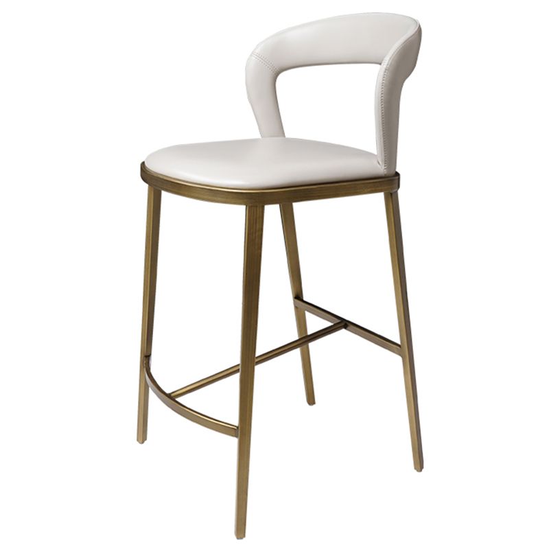 Armless Modern Counter Stool Faux Leather and Metal Counter Bar Stool