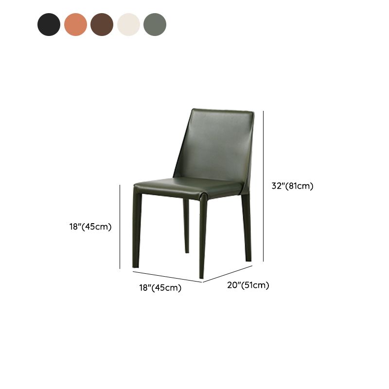 Contemporary Side Chair Faux Leather Solid Back Dining Room Chair for Indoor