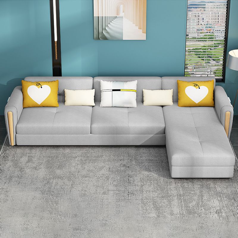 Storage Sectional Sofa Set Square Arm Silver Sectional Sofa with Chaise