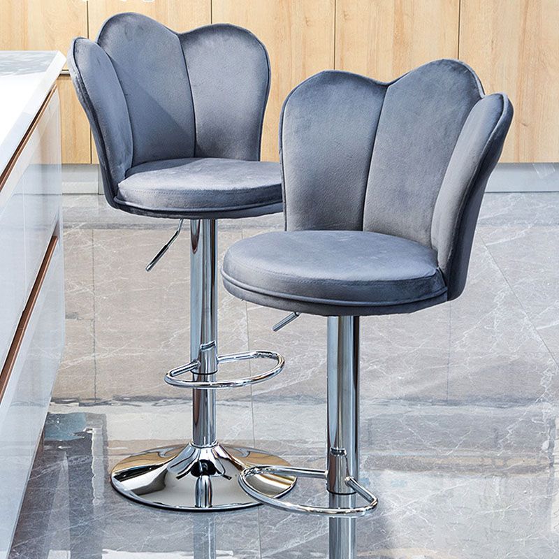 Adjustable Height Upholstered Counter Stools Scandinavian Bar Stools with Chrome Base