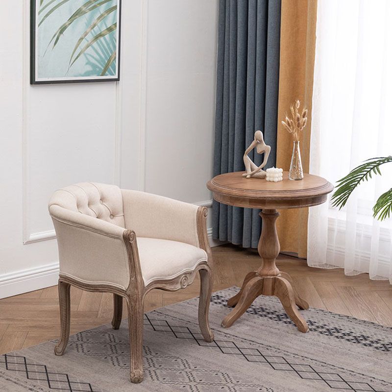 Farmhouse Fabric Home Arm Chair Matte Finish Solid Back Dining Chair