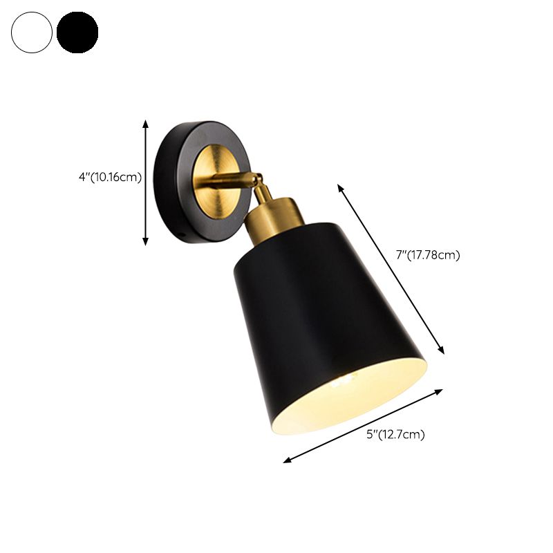 Contemporary Metal Shaded Lighting White/Black Wall Light for Room