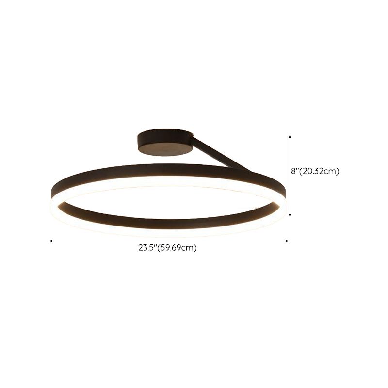 Metal Round Shape Flush Mount Light Modern-Style 1 Light Flush Ceiling Light in Black