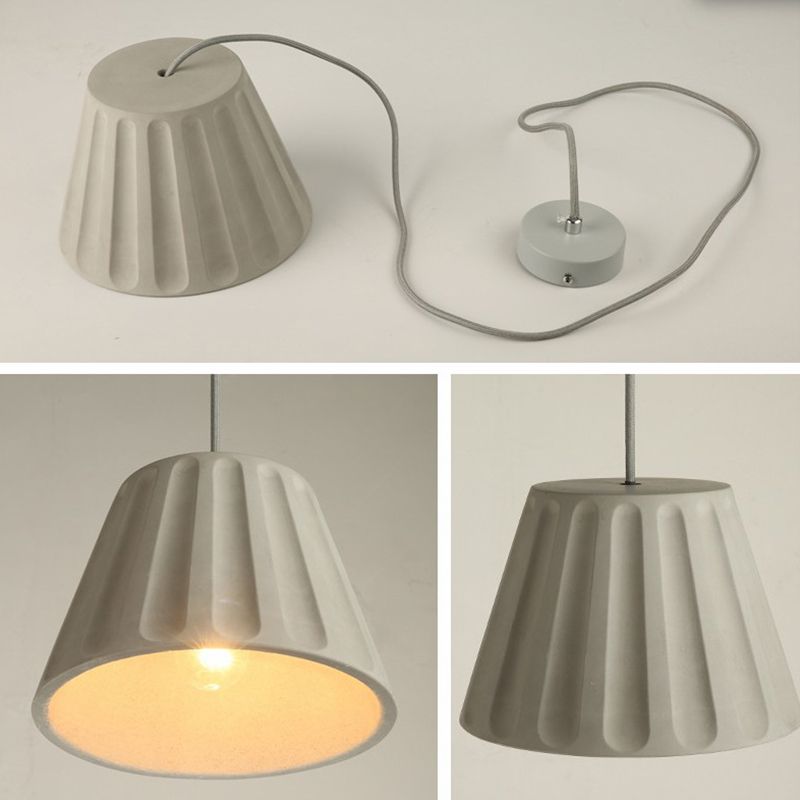 Cement Shaded Suspension Lighting Nordic 1 Head Grey Pendant Light for Dining Room