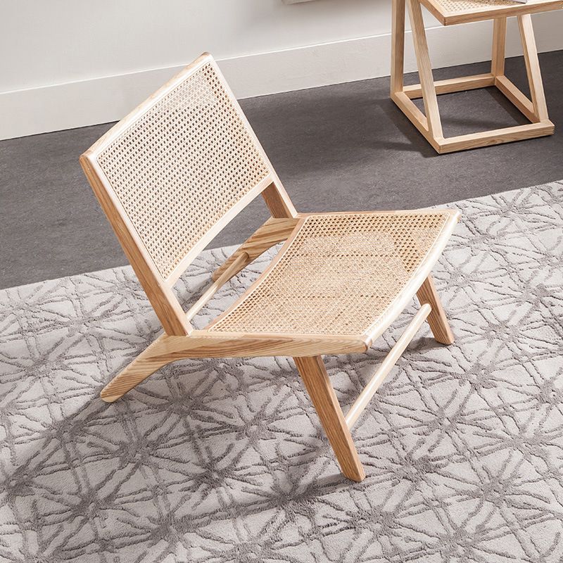 Leather Woven Back Chair Basic Four Leg Lounge Chair for Living Room