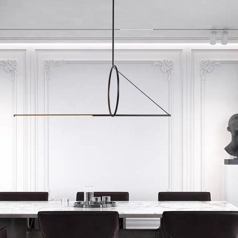 Linear Pendant Chandelier Modern Minimalist Style Metal Hanging Light