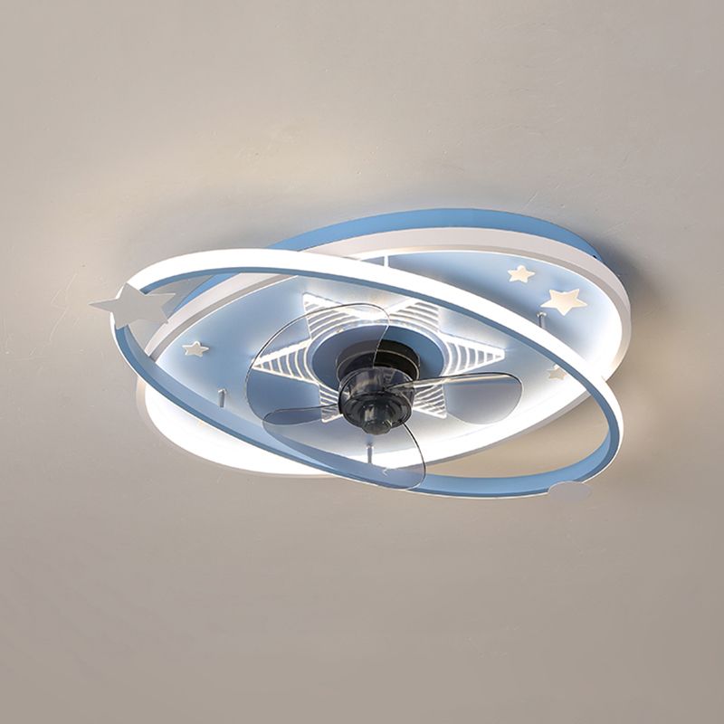 3-Blade Pink/Blue Ceiling Fan Children Metallic Fan with Light for Home