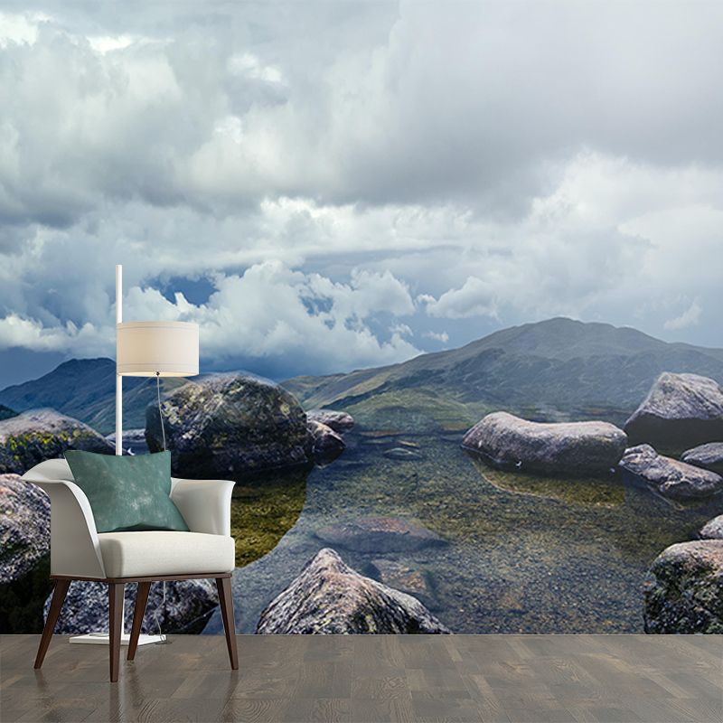 Cloud Print Contemporary Mildew Resistant Sky Mural Living Room Wall Mural