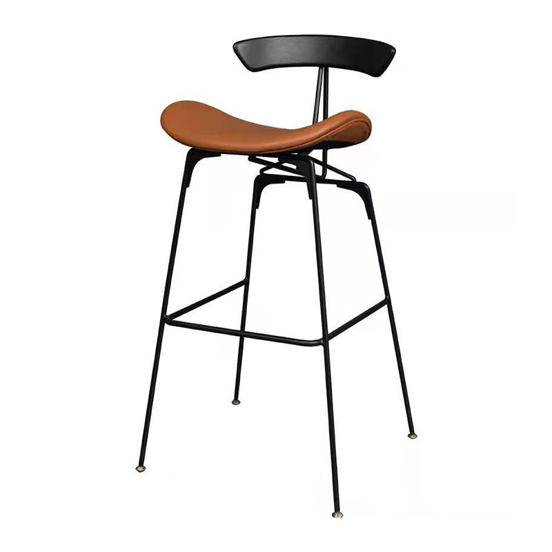 Taburete de bar contemporáneo de piel sintética de 39" con base de metal