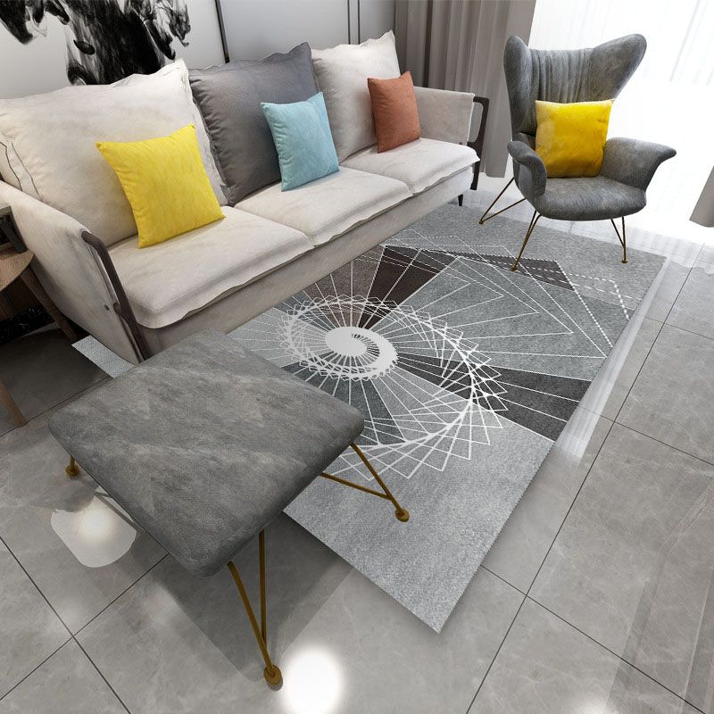 Dark Grey Striped Carpet Polyester Simplicity Carpet Washable Carpet for Home Decoration