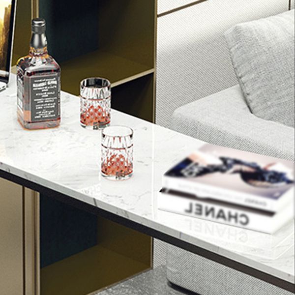 Marble Counter Height Table with Rectangle Table Top Trestle Table - 41.3" H