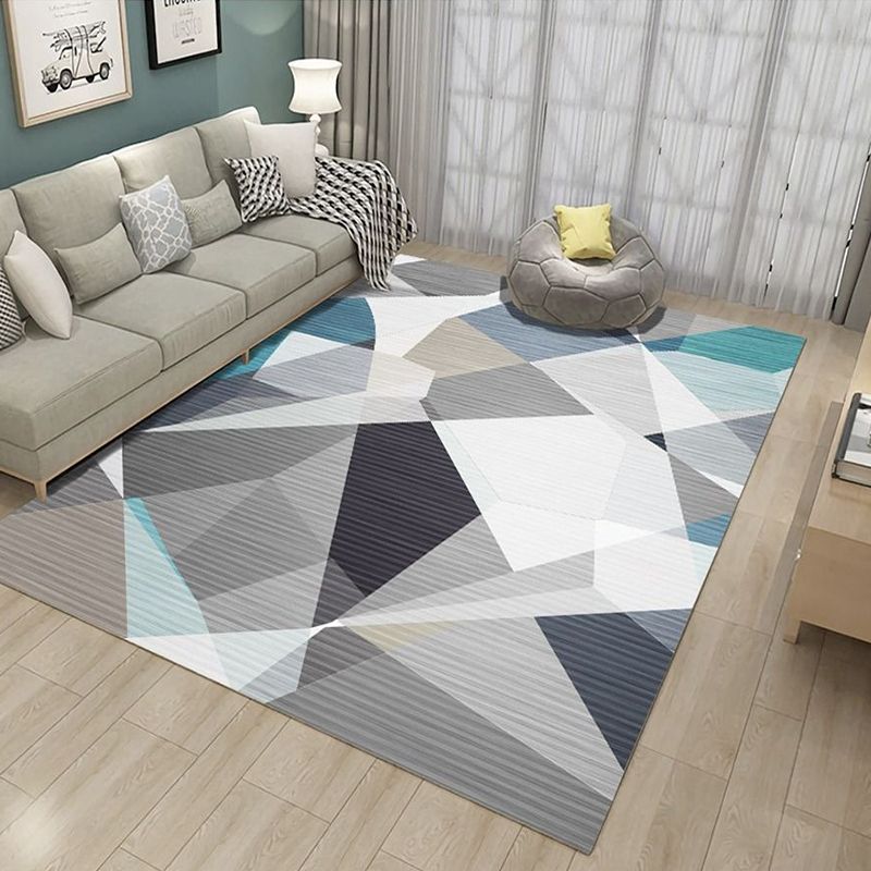 Mehrfarbiger Deko-Teppich, moderner, geometrisch gemusterter Teppich, Polyester, haustierfreundlich, rutschfester Innenteppich