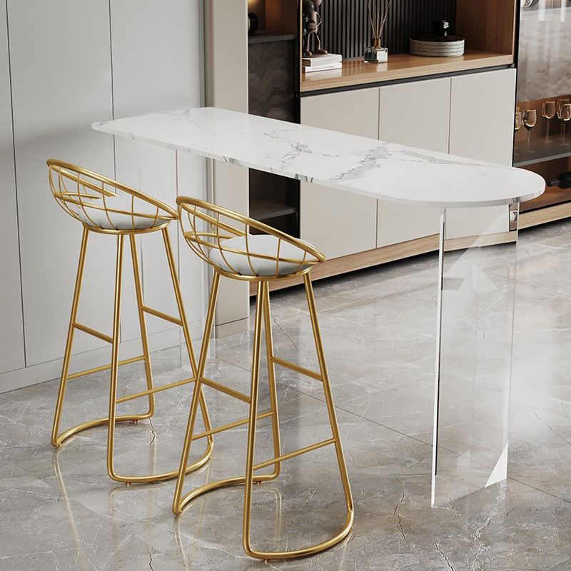 Modern Double Pedestal Bar Dining Table Stone and Acrylic Bar Table