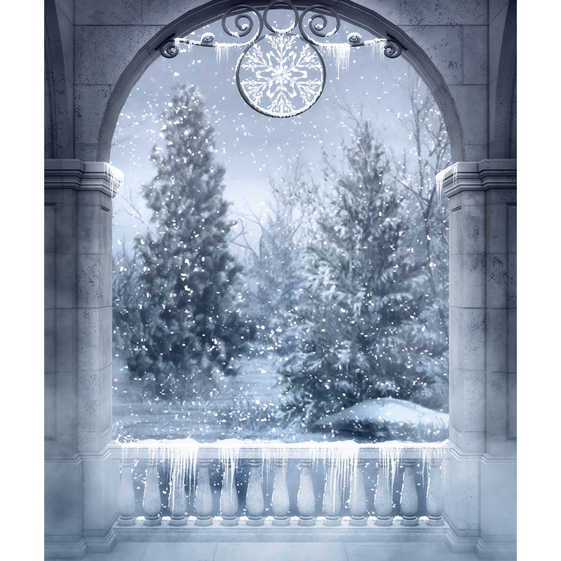 Gray Winter Pine Trees Mural Wallpaper Forest Modern Washable Wall Covering for Playroom