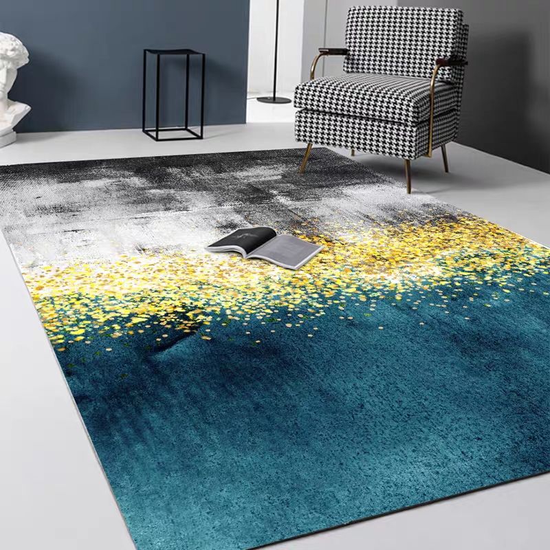 Gold Modern Carpet Polyester Abstract Graphic Carpet Non-Slip Backing Carpet for Home Decor