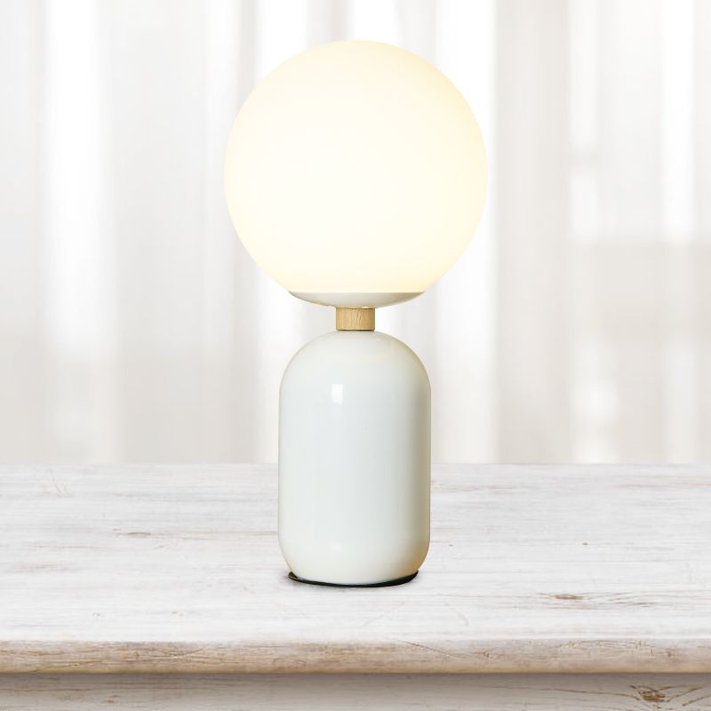 Lámpara de mesa nocturna de vidrio blanco global nórdico 1 bombilla/blanca/blanca/rosa Ligera de libro con base de cilindros