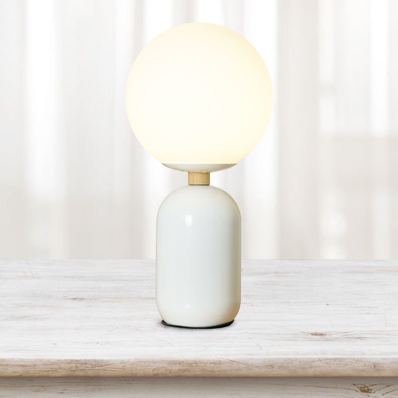 Lampada da tavolo notturno globale in vetro bianco Nordic 1-bulba grigio/bianco/rosa Libra di lettura Light con base di cilindri