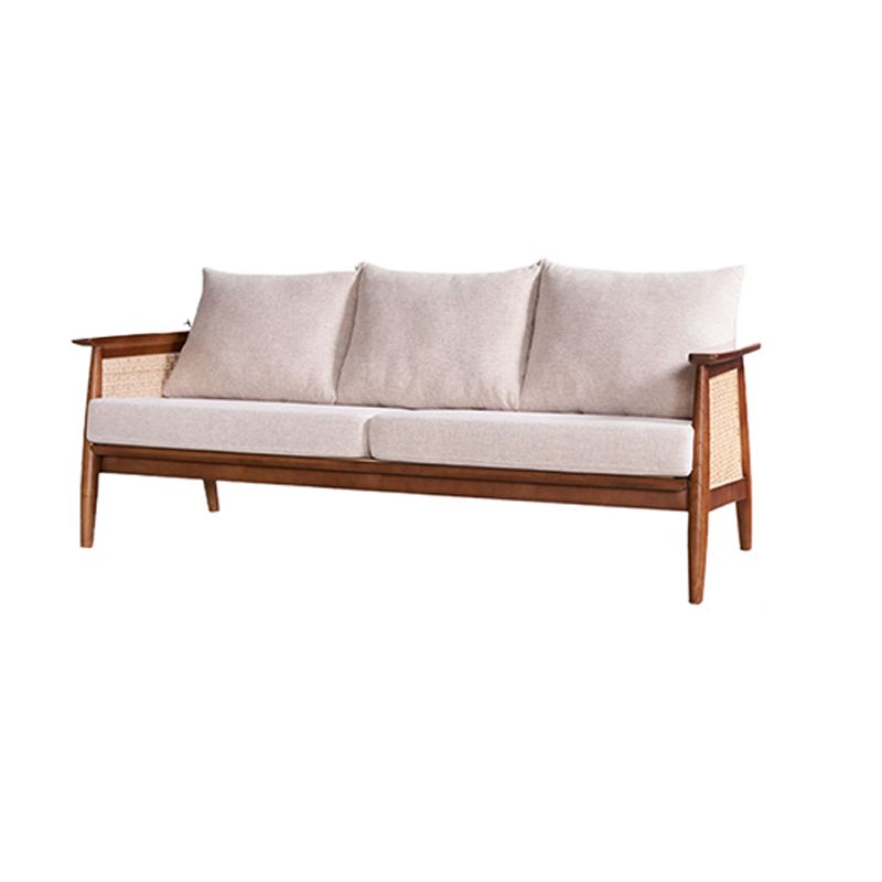 28.74" Wide Square Arm Sofa Solid Wood Sofa with Rattan Accent